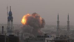 Výbuch izraelské rakety v Gaza City