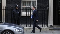 David Cameron před svým sídlem v Downing Street 10
