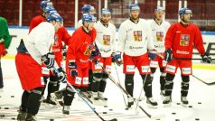 Trénink českých hokejistů v Malmö