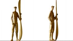 2 Bronzový památník - figura aviatika v nadživotní velikosti, v ruce drží vrtuli letadla Blériot (František Bálek a další)