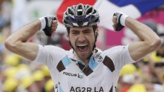 Christophe Riblon se raduje z vítězství v cíli 18. etapy Tour de France