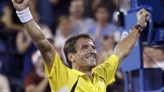 Tommy Robredo po vítězství nad Rogerem Federerem na US Open 2013