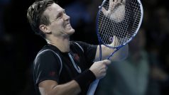 Tenista Tomáš Berdych se raduje po zápase proti Šapnělu Davidu Ferrerovi