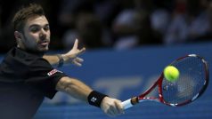 Stanislas Wawrinka během zápasu s Davidem Ferrerem na Turnaji mistrů v Londýně