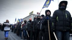 Náměstí Nezávislosti v Kyjevě, nacvičování demonstrantů (ilustrační foto)