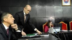 Andrej Babiš v jednací síni Krajského soudu v Bratislavě