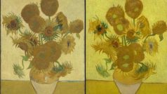 Vincent van Gogh, Slunečnice z roku 1888 (vlevo) a 1889