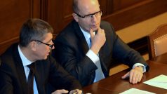 Andrej Babiš a Bohuslav Sobotka na schůzi sněmovny