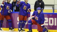 Tomáš Plekanec, Roman Červenka a Jaromír Jágr při prvním společném tréninku v Soči