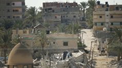 Jeden ze zdemolovaných domů v Rafahu na hranicích Egypta s Gazou