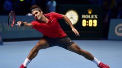 Roger Federer při utkání na Turnaji mistrů