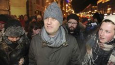 Alexej Navalnyj na demonstraci v centru Moskvy