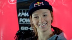 Snowboardistka Šárka Pančochová na tiskové konferenci při příležitosti Světového poháru ve Špindlerově Mlýně