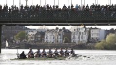 Tradiční londýnské klání osmiveslic mezi týmy Oxfordu a Cambidge. Závodu přihlížely statisíce lidí
