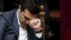 Premiér Alexis Tsipras během jednání parlamentu