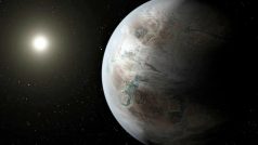 Ilustrace zobrazuje možnou podobu exoplanety Kepler-452b