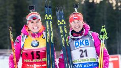 Gabriela Soukalová i Veronika Vítková měly po dnešním závodě důvod k úsměvu