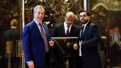 Nigel Farage na návštěvě Donalda Trumpa v Trump Tower.