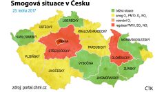 Aktuální smogová situace v Česku.
