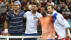 Tommy Haas, Novak Djoković a proti nim Leander Paes a Radek Štěpánek.
