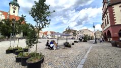 Dočasná pěší zóna na Žižkově náměstí v Táboře