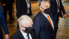 Předseda polské strany Právo a spravdelnost Jaroslaw Kaczynski a maďarský premiér Viktor Orbán