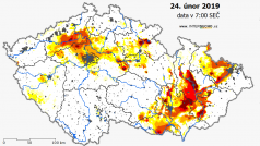 Intenzita sucha v půdním profilu 24. února 2019