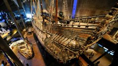 Historická bitevní loď Vasa ve stockholmském muzeu