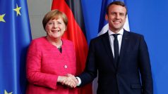 Německá kancléřka Merkelová a francouzský prezident Emanuel Macron