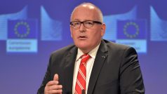 První místopředseda Evropské komise Frans Timmermans na tiskové konferenci v Bruselu 26. července