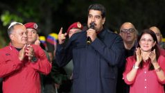 Venezuelský prezident Nicolás Maduro promlouvá po zveřejnění výsledků voleb.