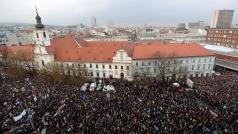 Demonstrace Za slušné Slovensko 16. března v Bratislavě