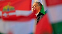 Maďarský premiér Viktor Orbán na posledním předvolebním mítinku před parlamentními volbami v dubnu 2018.