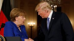 Německá kancléřka Angela Merkelová a americký prezident Donald Trump v Bílém domě