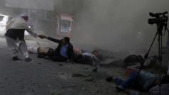 Místo druhého výbuchu v Kábulu, který zasáhl novináře.