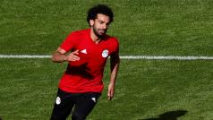 Egyptský útočník Muhammad Salah na tréninku před mistrovstvím světa