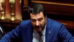 Italský vicepremiéra ministr vnitra Matteo Salvini v italském Senátu (archívní foto)