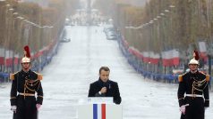 Emmanuel Macron během projevu k příležitosti 100 let od konce první světové války