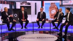 Kandidáti během televizní debaty na BBC. Zleva sedí Boris Johnson, Jeremy Hunt, Michael Gove, Sajid Javid a Rory Stewart.