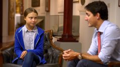 Greta Thunbergová při setkání s kanadským premiérem Justinem Trudeauem