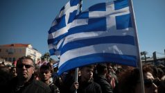 Demonstrace proti stavbě střediska pro migranty na řeckých ostrovech