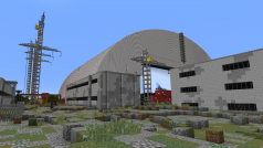 Nový sarkofág v Černobylu ve hře Minecraft