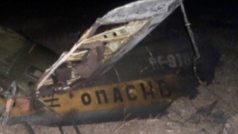 Snímek údajného místa dopadu sestřeleného ruského vrtulníku na neznámém místě v Arménii