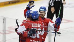 Čeští hokejisté slaví výhru v přípravném zápase nad Ruskem