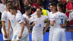Čeští fotbalisté se radují z gólu
