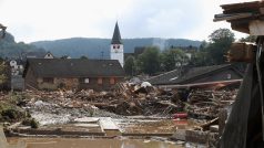 Zřícené domy v německé obci Schuld zasažené povodněmi a silnými srážkami.