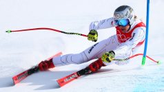 Ester Ledecká během olympijského závodu super-G.