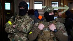 Zahraniční vojáci ve výcvikovém táboře ve Lvově