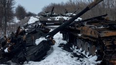 Zajatý ruský tank v Sumské oblasti na Ukrajině