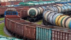 Nákladní vlaky v Kaliningradu poté, co litevská vláda zakázala převážet po železnici zboží, na které se vztahují evropské sankce